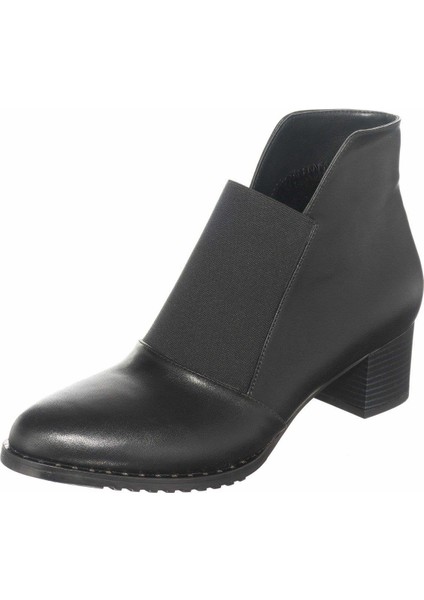 K155 Lastikli 5 Pont Siyah Kadın Üst Kalite Bot