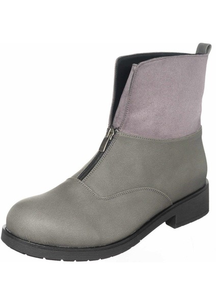 K902 Gri Yağlı Nubuk Büyük Numara Kadın Bot