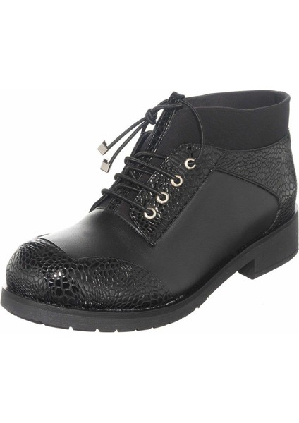 K911 Siyah Rahat Geniş Kalıp Streçli Kadın Bot