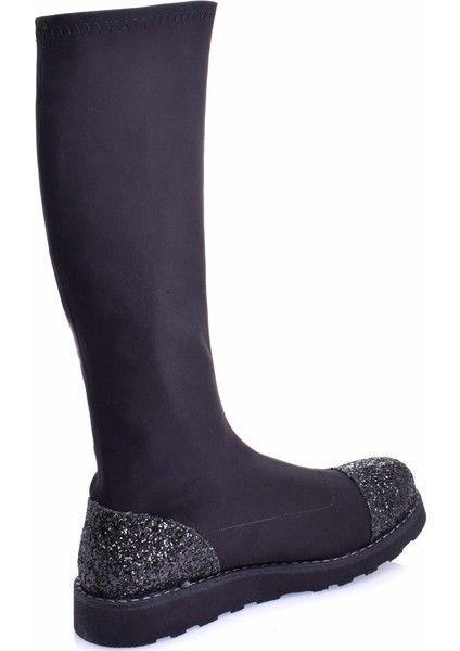 19273 Siyah Strech Kumaş Büyük Numara Kadın Ayakkabı modelleri