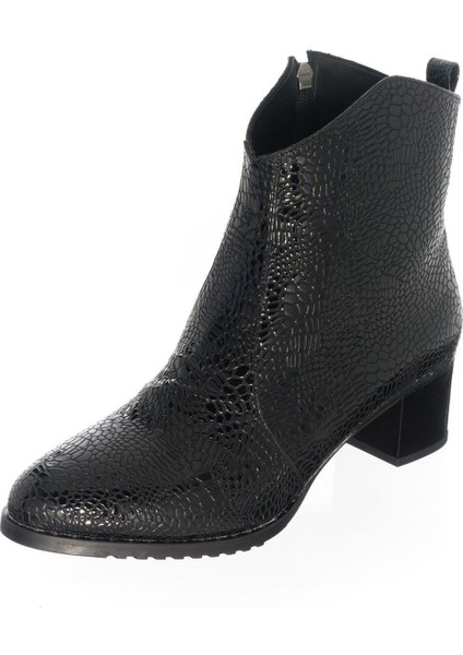 K976 Siyah Rugan Baskılı Rahat Geniş Kalıp Büyük Numara Kadın Botları