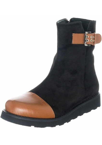 K331-1 Taba Siyah Süet Kadın Büyük Numara Bot