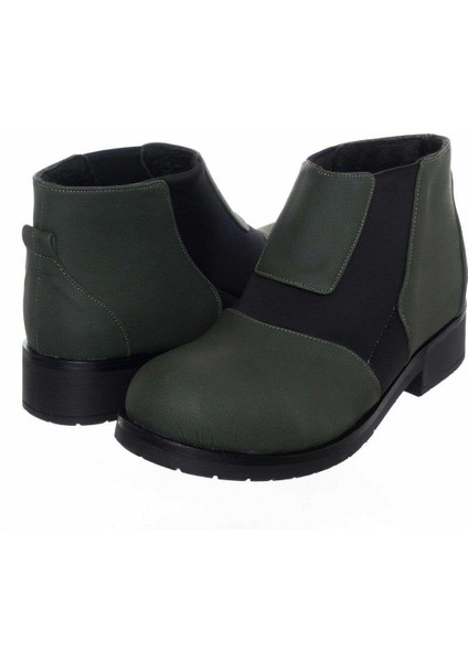 K382-1 Haki & Nubuk Streç Büyük Numara Kadın Botu