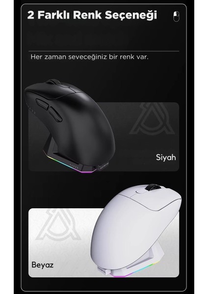 AJ179P Mc 3 Modlu 1000Hz 12.000 Dpı Manyetik Şarj Istasyonlu PAW3311 300 IPS Optik Sensör Gaming Mouse indirimleri