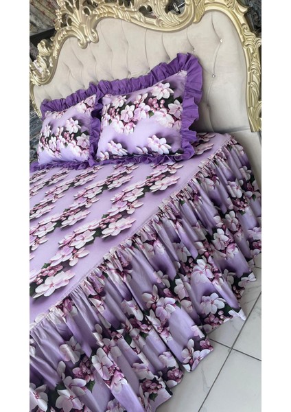 Çift Kişilik 5 Boyutlu Dijital Kumaştan 120X200, 150X200, 180X200, 200,200 cm Lik Yataklara Uygun Fırfırlı Etekli Lastikli Çarşaf ve 2 Adet Fırfırlı Yastık Kılıfı fiyatları