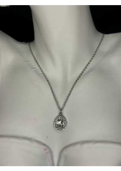 Pndr Model Taşlı Çelik Kolye