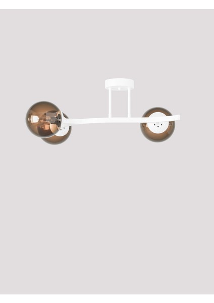 Noria Beyaz Metal Gövdeli 3’lü Bal Rengi Cam Küre Avize | Kavisli Tavan Aydınlatma Avize Modeli modelleri