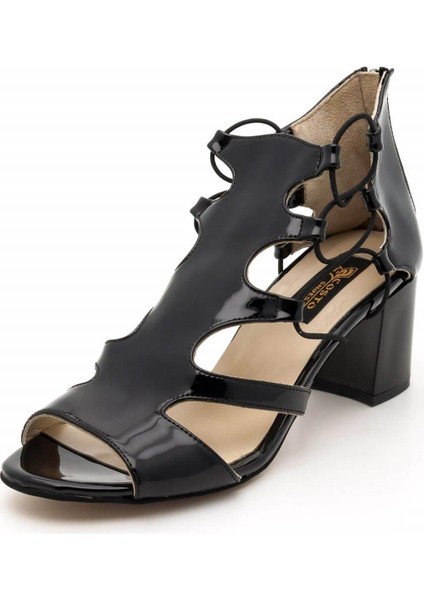 17428 Siyah Rugan Topuklu Büyük Numara Kadın Ayakkabıları indirimleri