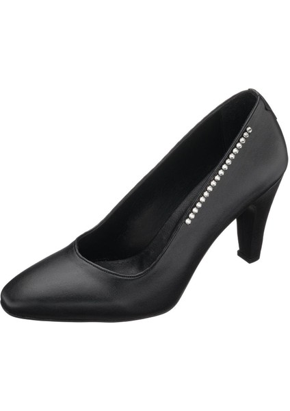 AYS7986 Siyah Deri Topuklu Özel Seri Kadın Stiletto