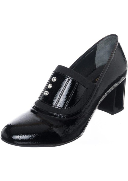 58974 Siyah Rugan Büyük Numara Abiye Kadın Ayakkabı