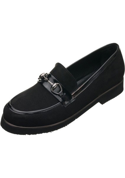 R4014 Siyah Süet. Içi Dana Derisi Rahat Geniş Kalıp Yeni Sezon Büyük Numara Kadın Ayakkabısı