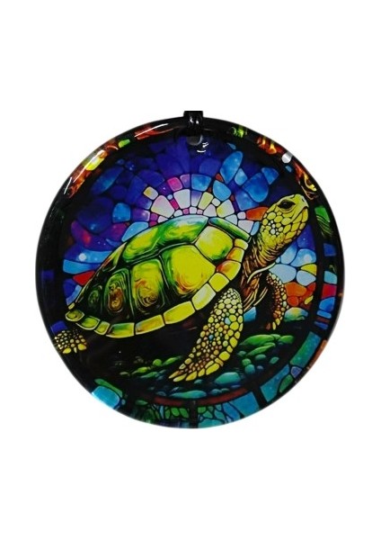 Kaplumbağa Desenli Mavi Renk 12 cm Duvar Süsü