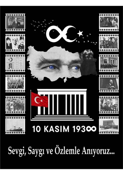 10 Kasım, Atatürk'ü Anma, Sevgiyle Anıyoruz, Okul Etkinlik, Fotoğraf Çekimi, Kumaş Arka PANO150X200