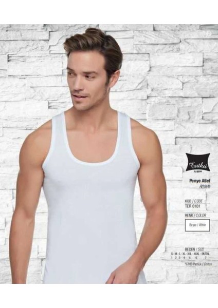 Erkek Penye Atlet Klasik-6 Adet-Beyaz fiyatları