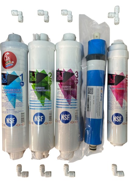 Su Arıtma Filtresi Kapalı Kasa Nsf Onaylı Premium 5 Aşamalı Filtre Seti Inline Filtre Sistemi fiyatları