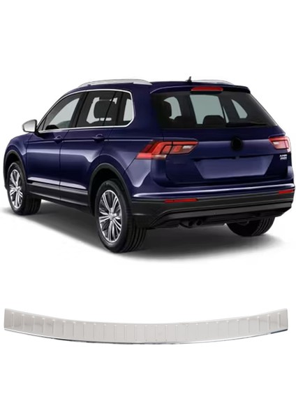 Volkswagen Tiguan 2 Uyumlu 2016 ve Üzeri Krom Arka Tampon Üstü Koruma Paslanmaz Çelik
