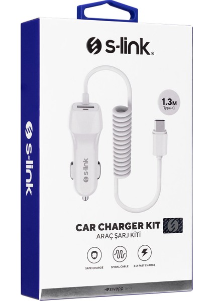 Swapp SW-C735 Type-C Kablolu 5V 3.1A Kablolu Araç Şarj Cihazı indirimleri