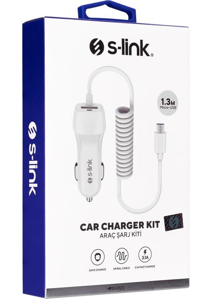 Swapp SW-C735 Type-C Kablolu 5V 3.1A Kablolu Araç Şarj Cihazı