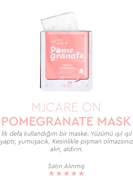 On Pome Granate Mask - Mjcare On Nar Özlü Yüz Maskesi 20'li