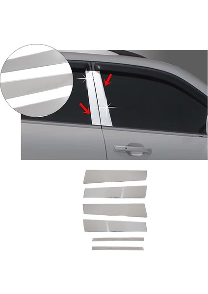 Mazda Cx-5 Uyumlu Krom Kapı Direği 6 Parça Paslanmaz Çelik