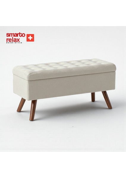 Swiss Style Gruyères Kapitone Puf,baby face Polyester Kaplama, , Dekoratif puf 110x40x45 cm, Kapitone Ahşap Ayaklı puf (Ekru) fiyatları