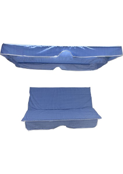 Salıncak Minder Kılıf Takımı(Süngerli)2 Kişilik Vip Minder-Mavi Çizgili