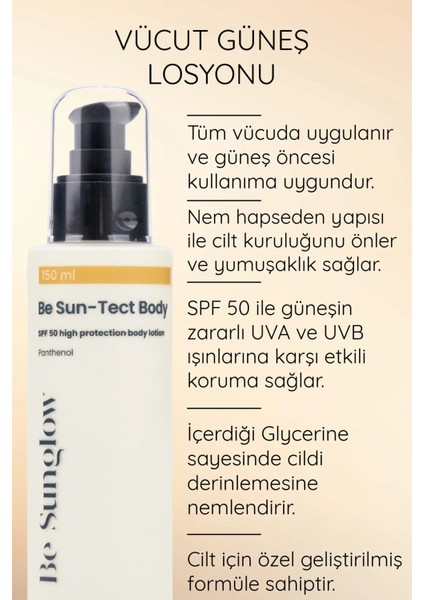Sunglow Body / Vücut Güneş Losyonu Spf 50 150 ml fiyatları
