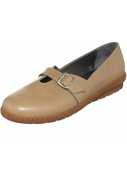 DRL7010 Vizon Büyük Numara Kadın Gündelik Büyük Numara Ayakkabı Babet Rahat Geniş Kalıp