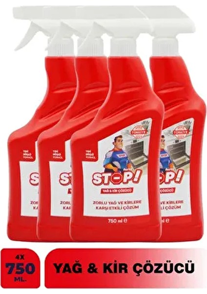 4'lü Zorlu Yağ Kir ve Kireç Çözücü 750 ml Etkili Temizlik Ürünü