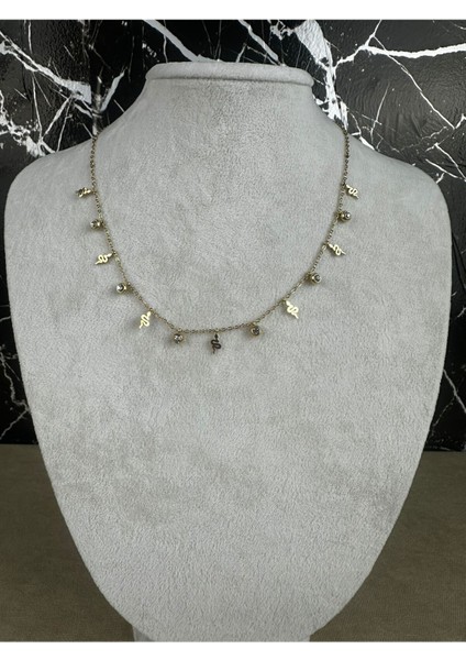 Yılan Figürlü Taşlı Çelik Kolye