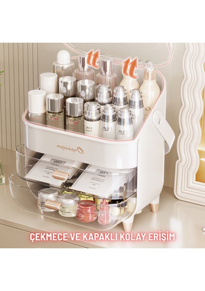 Çekmeceli Kozmetik Organizer Makyaj Kutusu Fırça Takı ve Aksesuar Düzenleyici modelleri