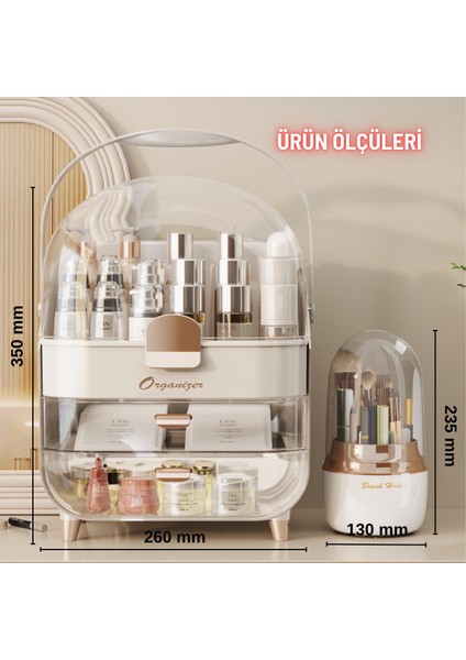Çekmeceli Kozmetik Organizer Makyaj Kutusu Fırça Takı ve Aksesuar Düzenleyici