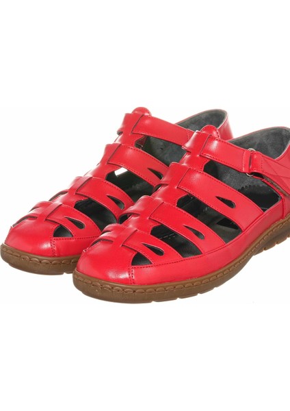 DRL7018 Nar Çiçeği Yazlık Büyük Numara Rahat Geniş Kalıp Kauçuk Taban Babet Ayakkabı indirimleri