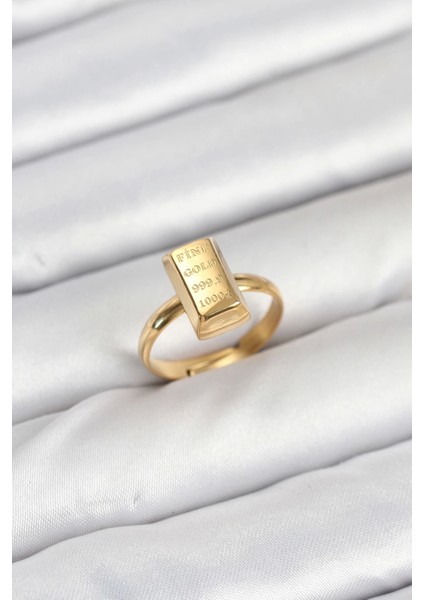 Pirinç Gold Renk Külçe Altın Model Kadın Yüzük