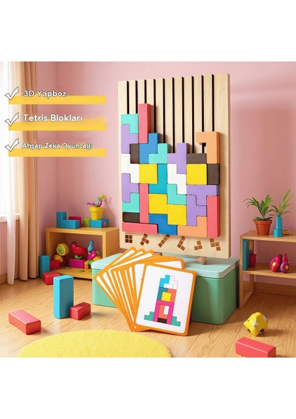 Çocuklar Için 3D Stereo Tetris Yapı Blokları Eğitici Erken Eğitim Oyuncakları (Yurt Dışından) modelleri