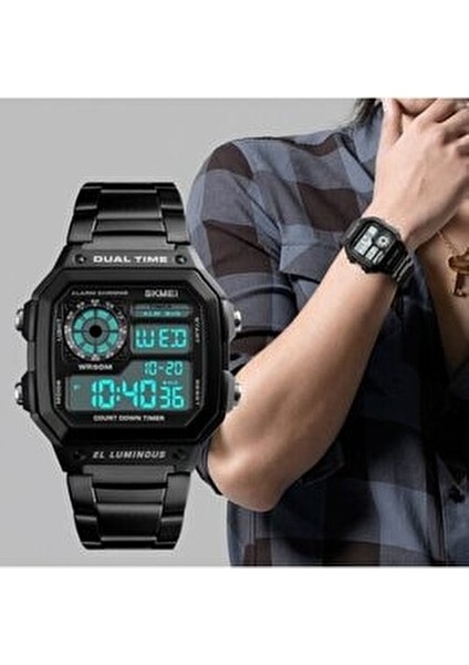Skmeı 1335 Retro Tarz Siyah Renk Dijital Kol Saati modelleri