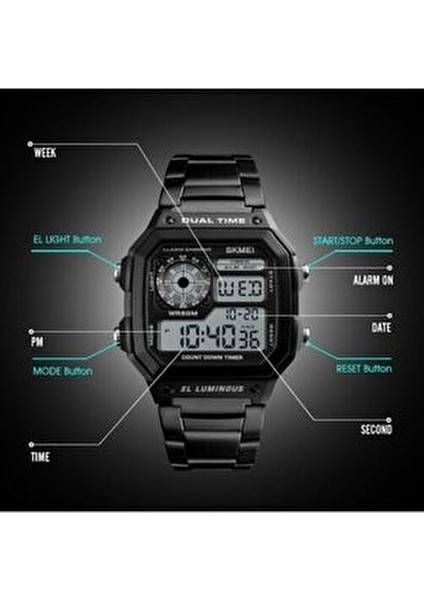 Skmeı 1335 Retro Tarz Siyah Renk Dijital Kol Saati fırsatları