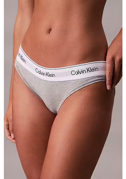 Kadın Logo Şeritli Bikini Külot - Gri