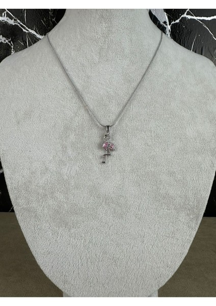 Flamingo Figürlü Çelik Kolye