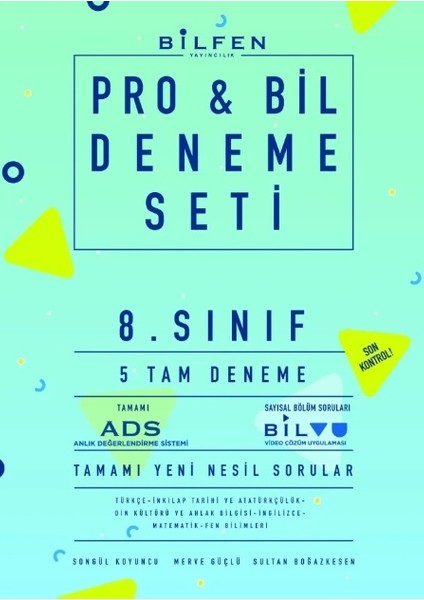 Bilfen Pro&bil Deneme Seti 8. Sınıf 5 Tam Deneme Tamamı Yeni Nesil Sorular