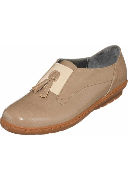 DRL4141 Vizon Rugan Büyük Numara Babet Aayakkabı Rahat Geniş Kalıp Kauçuk Taban