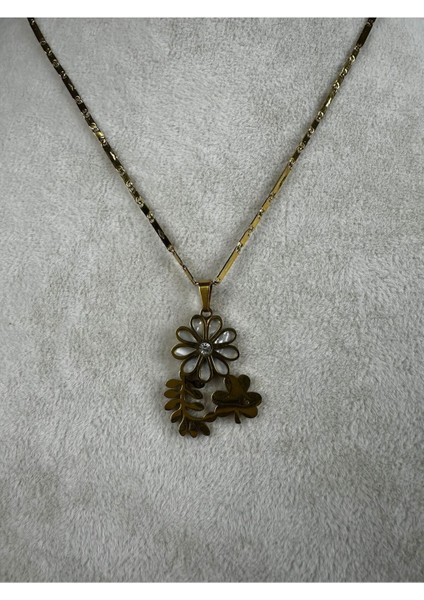 Çelik Papatya Kolye Gold