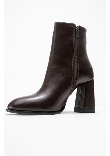 Jewel Kahve Cilt Kadın Topuklu Bot modelleri