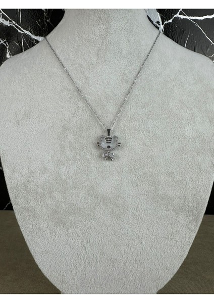 Kitty Figürlü Çelik Kolye Silver