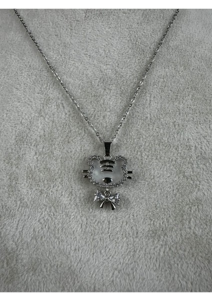 Kitty Figürlü Çelik Kolye Silver fiyatları