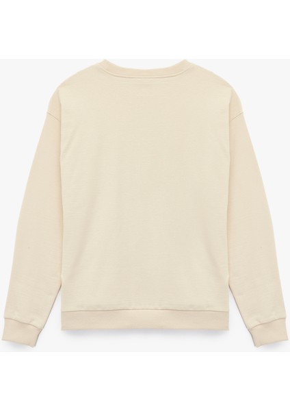 Şardonlu Uzun Kollu Bisiklet Yaka Pamuklu Baskılı Sweatshirt fiyatları