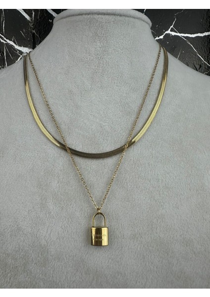 Kilit Figürlü Ikili Çelik Kolye fiyatları