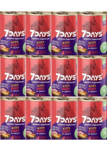 Soslu Biftekli Yetişkin Kedi Konserve 12 Adet 415 gr
