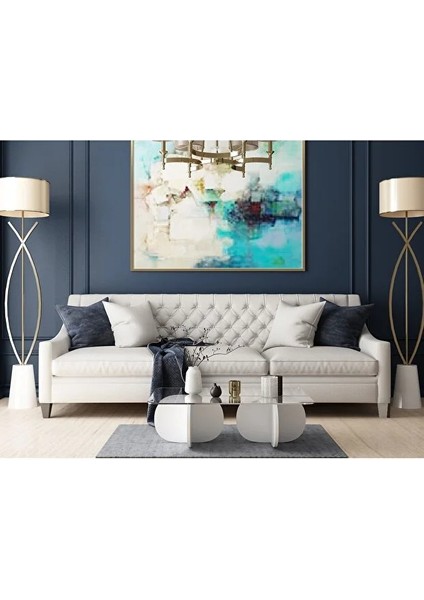 Flora Lima Orta Sehpa Dekoratif / Cam Tabla Beyaz