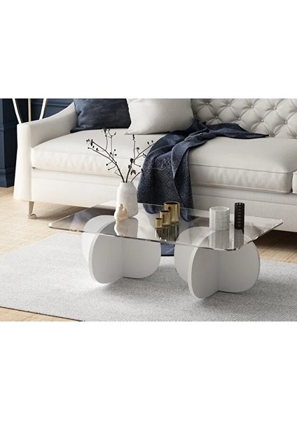 Flora Lima Orta Sehpa Dekoratif / Cam Tabla Beyaz fiyatları